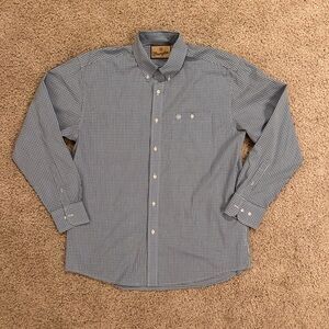 Wrangler Men's Blue and White Checkered Shirt